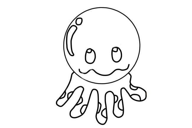 卡通章鱼简笔画章鱼的画法步骤图解教程