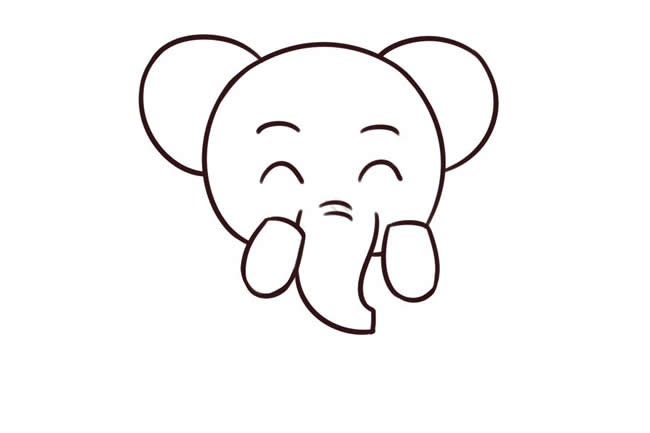 爱笑的卡通大象简笔画步骤图解&amp;#8203;