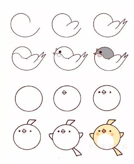 8款萌萌的小鸟简笔画步骤图解 都是你喜欢的
