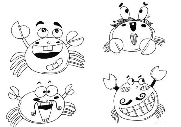 螃蟹简笔画步骤图解教程 卡通螃蟹的画法