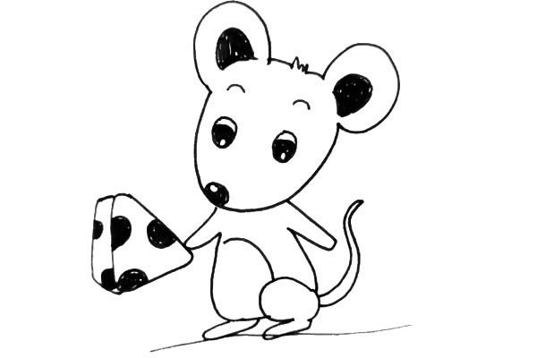 卡通小老鼠和奶酪简笔画图片素材