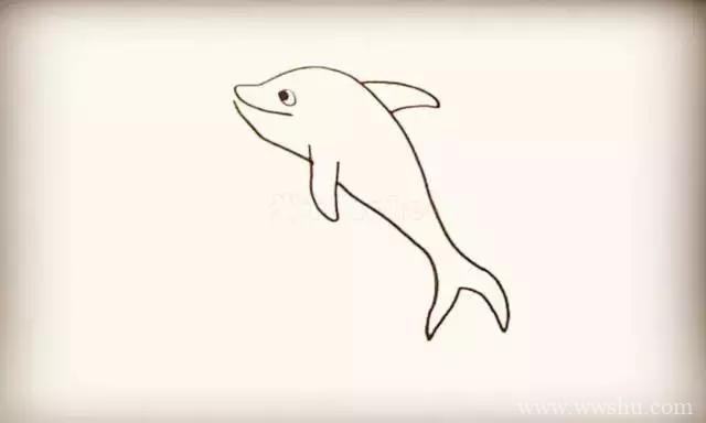 跳出水面的可爱海豚简笔画步骤图文教程