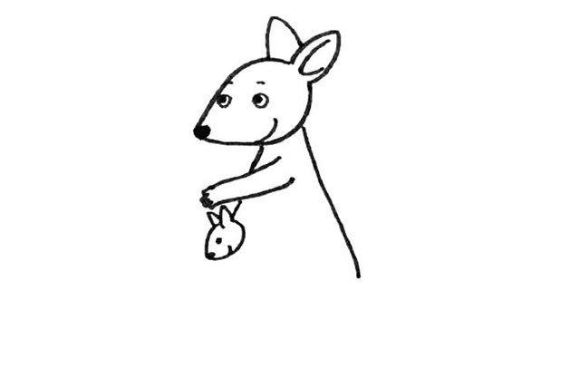 九步画出可爱的袋鼠简笔画步骤图片教程