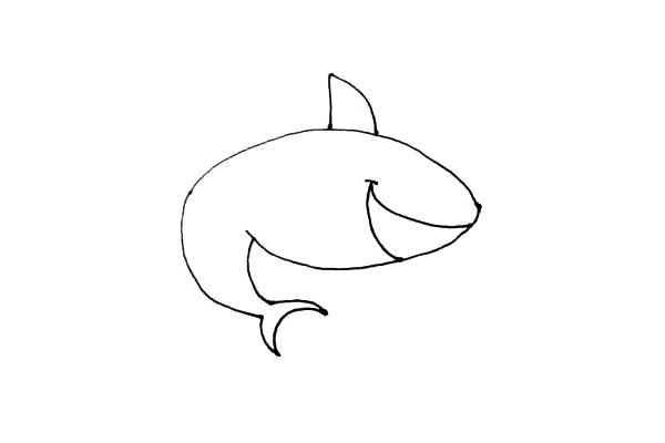 凶残的鲨鱼简笔画步骤图文教程 彩色版画法