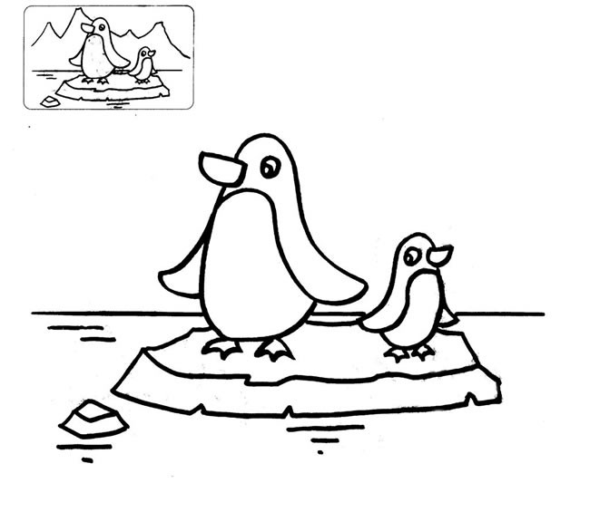 两只小企鹅简笔画图片素材 超简单画法