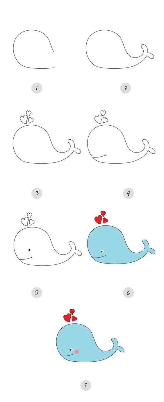 鲸鱼如何画 学画鲸鱼简笔画步骤图片大全