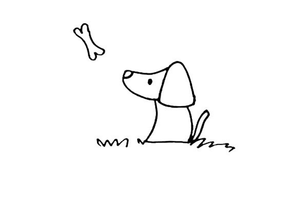 小狗如何画 简笔画吃骨头的小狗简单画法步骤图文教程