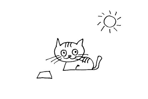 小猫如何画 晒太阳的小猫简笔画画法步骤图文教程