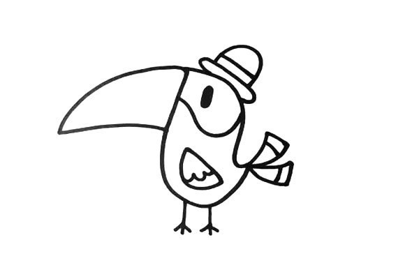 彩色大嘴鸟如何画 卡通大嘴鸟简笔画步骤图解教程