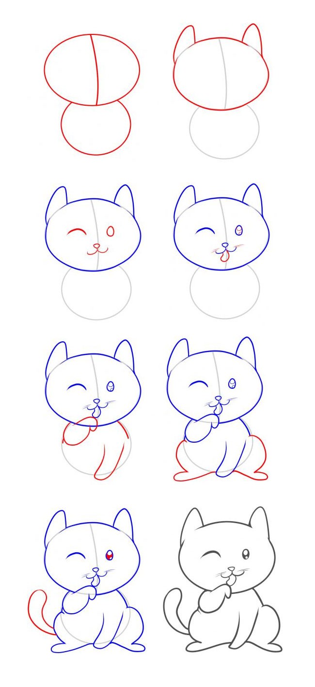 猫简笔画 可爱的小猫简笔画步骤图片大全