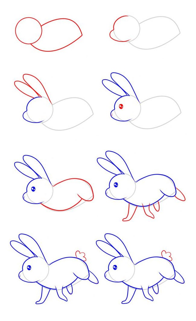 奔跑的兔子简笔画 奔跑的兔子简笔画步骤图片大全