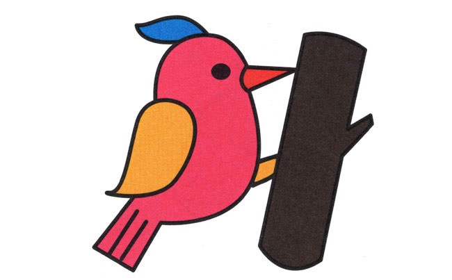 啄木鸟简笔画动物 啄木鸟动物简笔画步骤图片大全