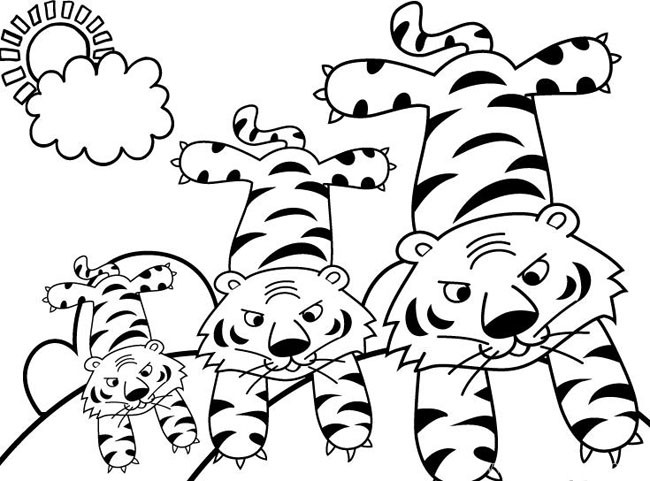 三只老虎简笔画动物 三只老虎动物简笔画步骤图片大全