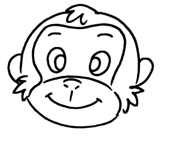动物简笔画 猴头像简笔画动物 猴头像动物简笔画步骤图片大全