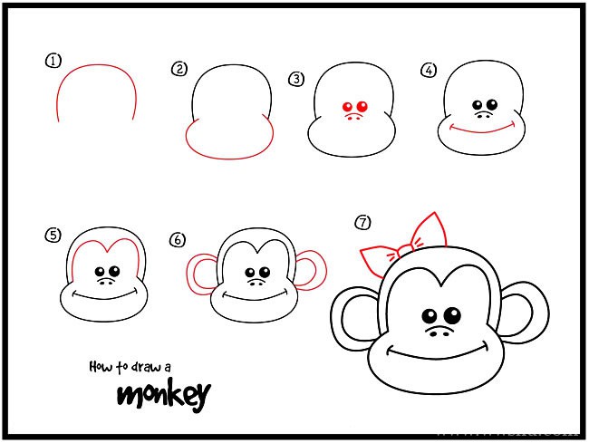 猴子头像简笔画动物 猴子头像动物简笔画步骤图片大全