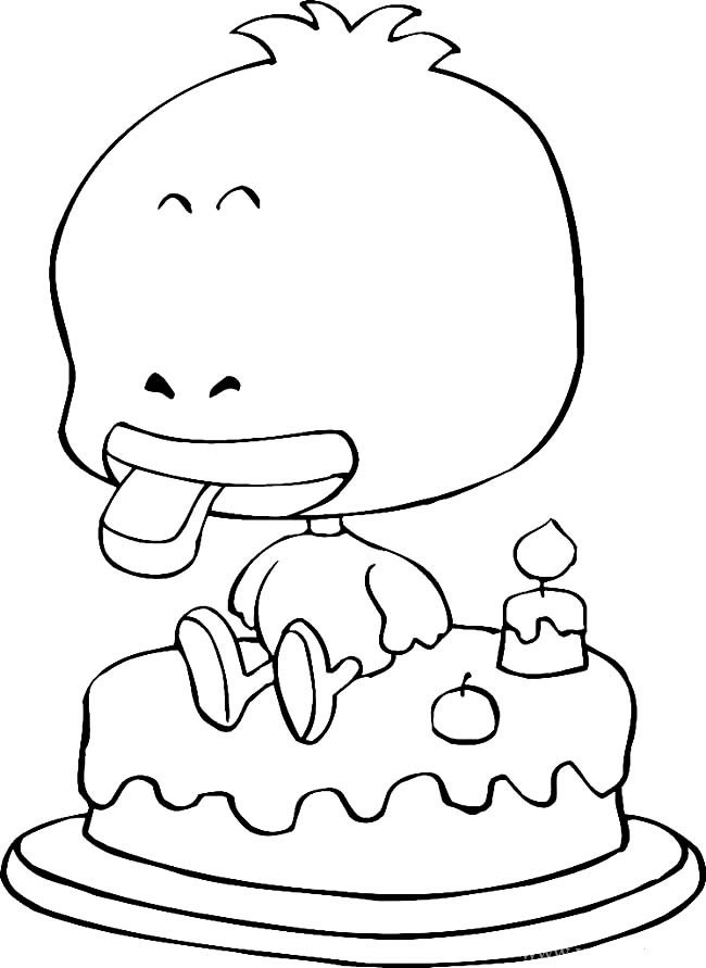 吃蛋糕的鸭子简笔车动物 吃蛋糕的鸭子动物简笔画步骤图片大全