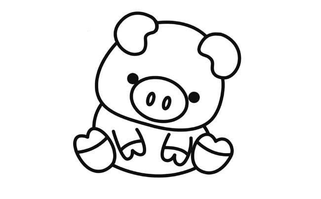 可爱小猪简笔画动物 可爱小猪动物简笔画步骤图片大全