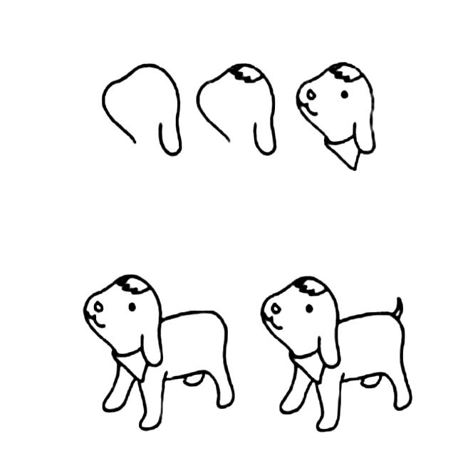 小狗的画法简笔画动物 小狗的画法动物简笔画步骤图片大全