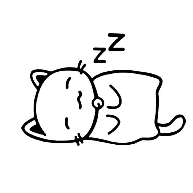 简笔画大全 睡觉的小猫简笔画动物图片