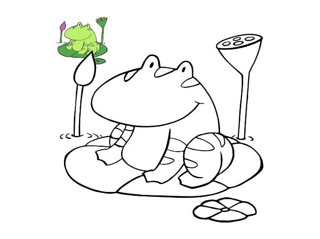 青蛙简笔画 荷叶上的青蛙彩色简笔画图片