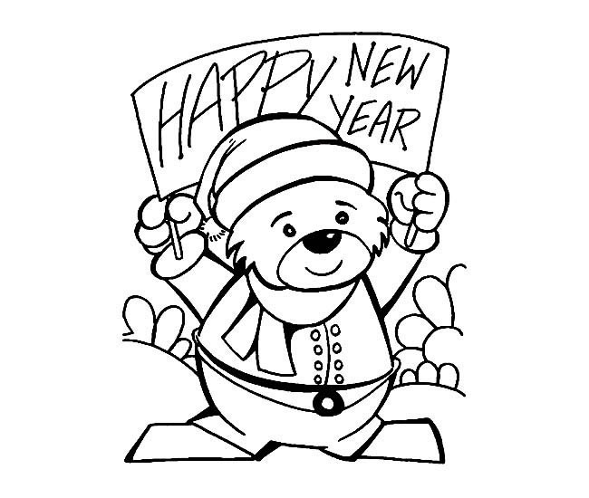 小熊简笔画 关于新年卡通小熊简笔画图片
