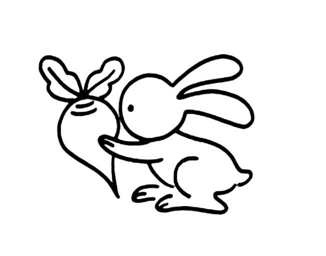 兔子简笔画 拔萝卜的兔子简笔画图片