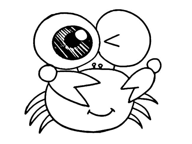 螃蟹简笔画 卡通大眼螃蟹简笔画图片