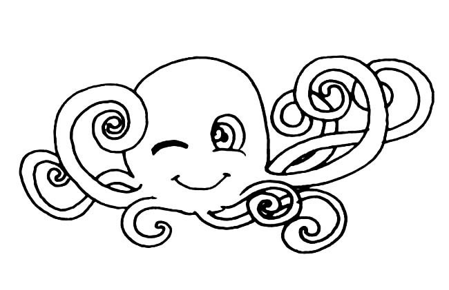 章鱼简笔画 卡通可爱章鱼简笔画图片