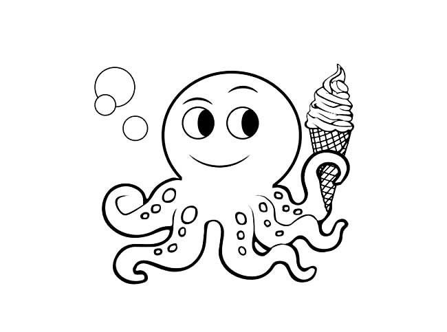 章鱼简笔画 吃冰激凌的小章鱼简笔画图片