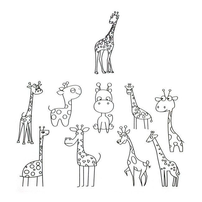 长颈鹿简笔画图片大全 长颈鹿简笔画的画法步骤图教程