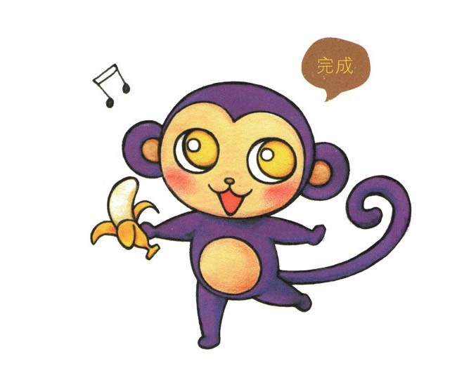 彩色可爱的猴子简笔画 猴子简笔画的画法步骤图教程