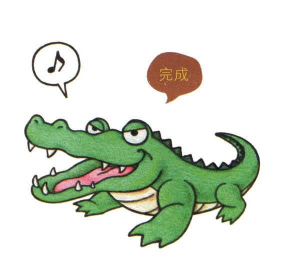 鳄鱼简笔画彩色图片大全 绿色鳄鱼简笔画的画法步骤图