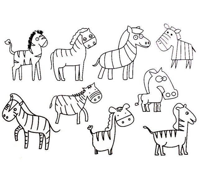 斑马简笔画步骤图片 幼儿简笔画斑马的画法步骤教程