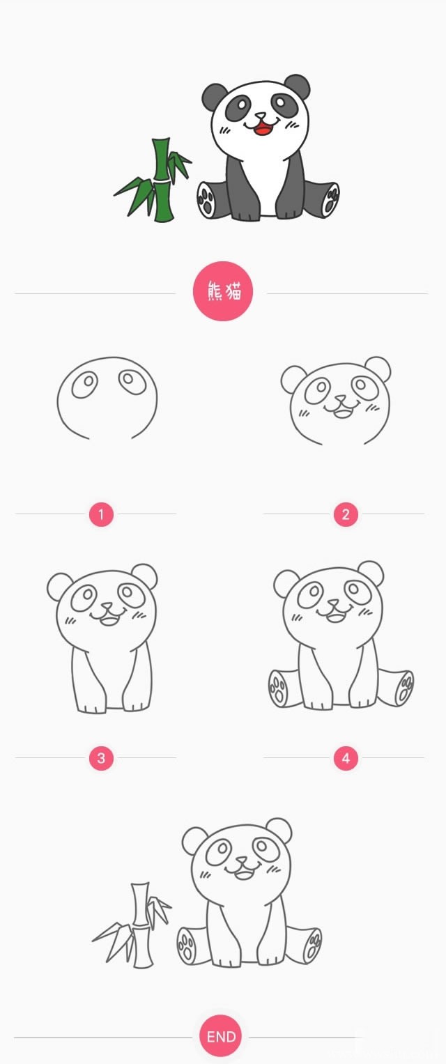 如何画大熊猫简单画法 大熊猫简笔画画法步骤图