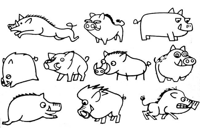 【野猪简笔画】野猪简笔画的画法步骤图