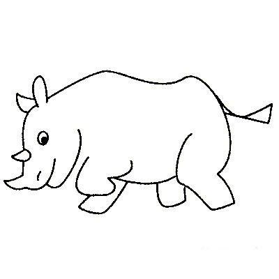 【犀牛简笔画】如何画儿童犀牛简单简笔画步骤图