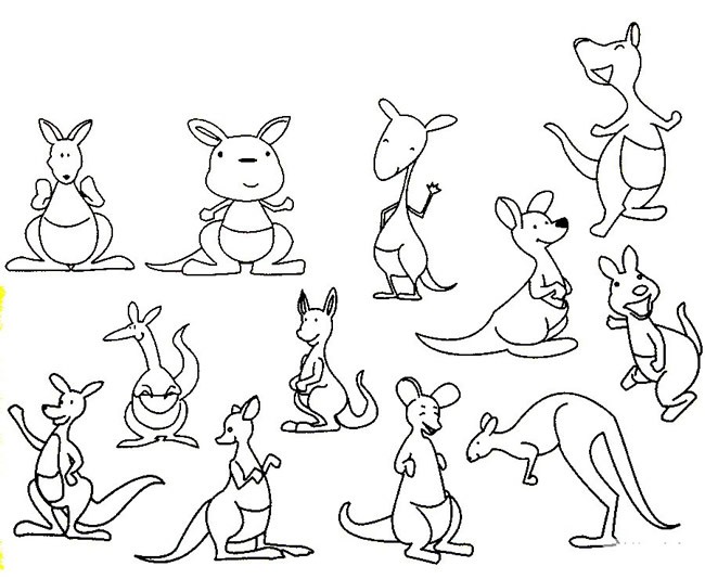 【袋鼠简笔画】卡通袋鼠简笔画的画法步骤教学