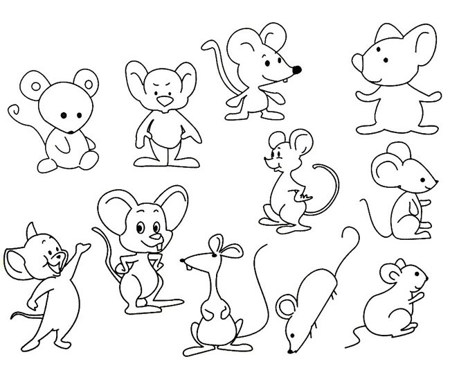 【老鼠简笔画】幼儿卡通老鼠简笔画如何画以及画法步骤图教程