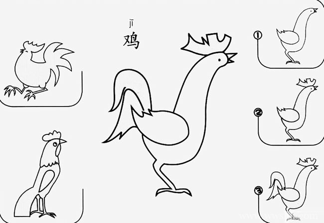 公鸡如何画简笔画图片 公鸡的画法步骤图解教程