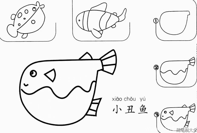 小丑鱼如何画简笔画图片 可爱的小丑鱼画法步骤图解教程