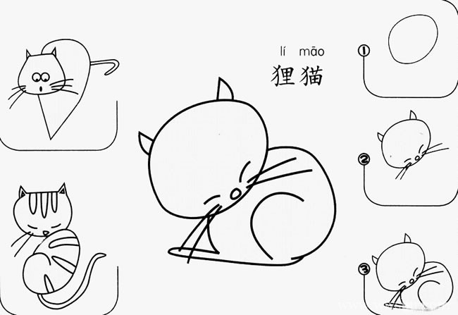 狸猫如何画简笔画图片 儿童画狸猫简笔画步骤教程