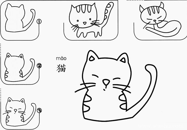 小猫如何画简笔画图片 动物小猫如何画简笔画步骤教程
