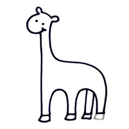 九步画出长颈鹿简笔画彩色图片 儿童画长颈鹿简笔画步骤教程
