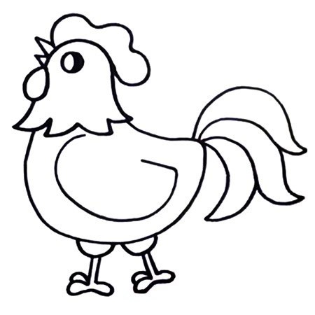 六步画出公鸡简笔画彩色图片 儿童学画公鸡的画法步骤教程