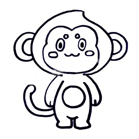 六步画出猴子简笔画彩色图片 儿童画猴子简笔画步骤教程