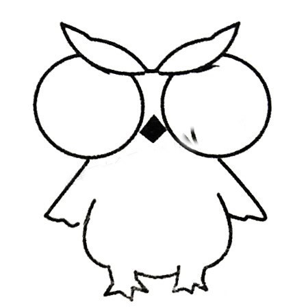 猫头鹰简笔画 可爱的卡通猫头鹰简笔画的画法步骤教程