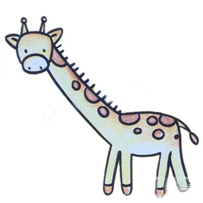 长颈鹿简笔画图片五步画出 儿童学画长颈鹿简笔画的画法步骤教程