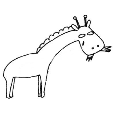 【长颈鹿简笔画】在吃草的长颈鹿简笔画画法步骤教程