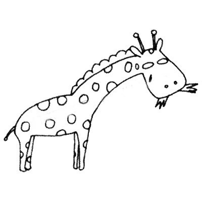 【长颈鹿简笔画】在吃草的长颈鹿简笔画画法步骤教程