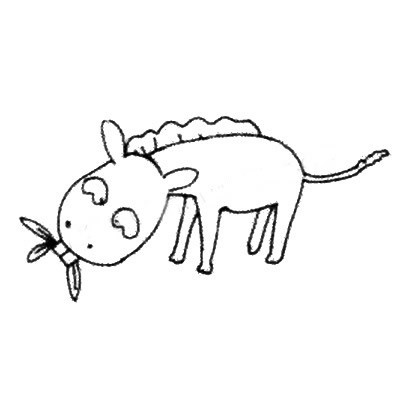 【斑马简笔画】在吃草的斑马简笔画画法步骤教程